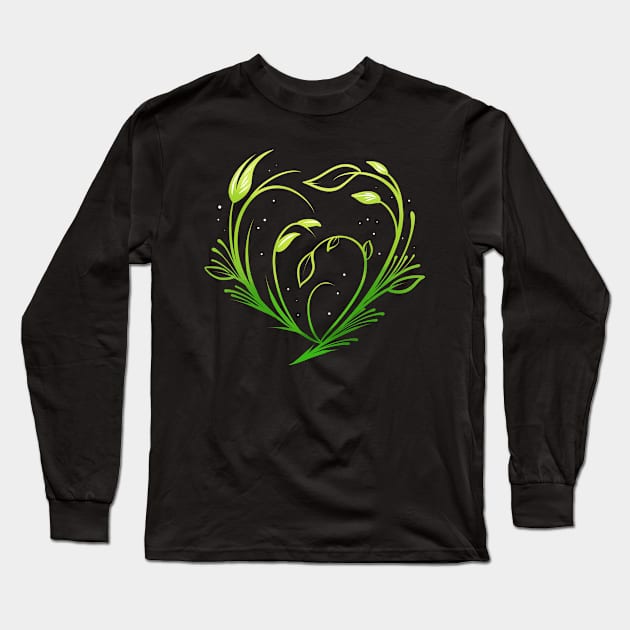 Green Plants Forming Heart - Vegetarian Go Vegan Long Sleeve T-Shirt by SinBle